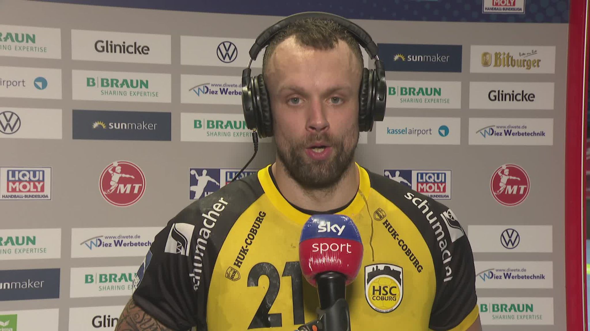 HSC Coburg Video Florian Billek freut sich über den ersten Sieg and die gute Leistung Handball News Sky Sport