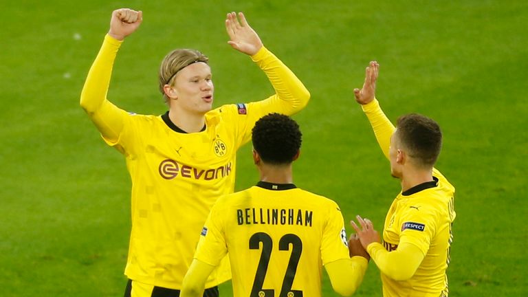 Erling Braut Haaland (links) ist mit sechs Toren der beste Bundesliga-Torschütze in der laufenden Champions-League-Saison.