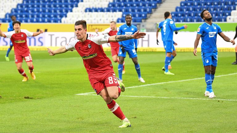 Baptiste Santamaria erzielt seinen ersten Treffer für den SC Freiburg. 