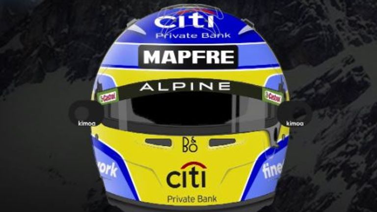 Der Helm von Fernando Alonso von Alpine