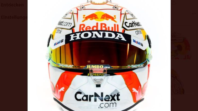 Der Helm von Max Verstappen von Red Bull