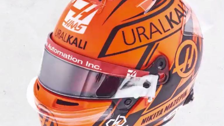 Der Helm von Nikita Mazepin (Quelle: Twitter/ Haas F1 Team)