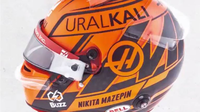 Der Helm von Nikita Mazepin (Quelle: Twitter/ Haas F1 Team)