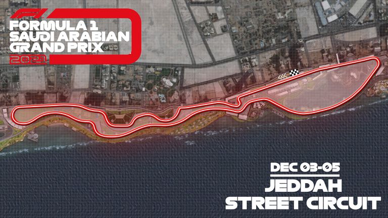Die Strecke mit den meisten Kurven: Jeddah Street Circuit in Dschidda/Saudi-Arabien – 27 Kurven (Quelle: F1)