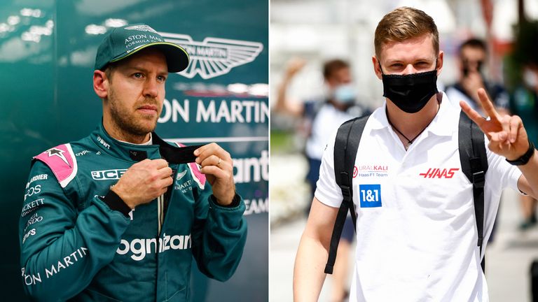 Haben eine unterschiedliche Gefühlslage nach dem Qualifying in Bahrain: Sebastian Vettel (l.) und Mick Schumacher (r.) 