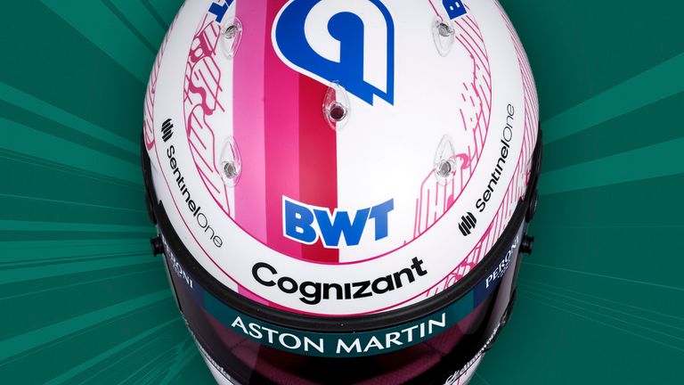 Der Helm von Sebastian Vettel von Aston Martin (Quelle: Twitter Aston Martin).