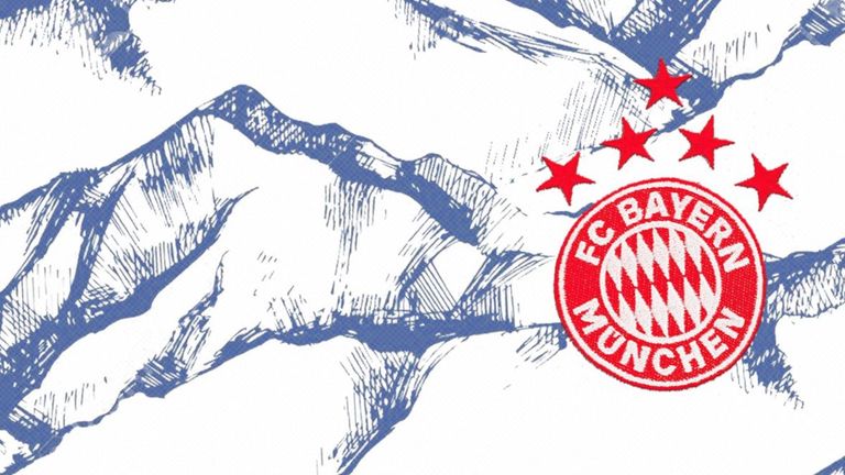 So soll das Ausweichtrikot des FC Bayern in der Saison 2021/22 aussehen. Besonders an dem neuen Jersey ist das Bergdesign, das die Alpen in der Nähe von München zeigt. (Quelle: footyheadlines.com)