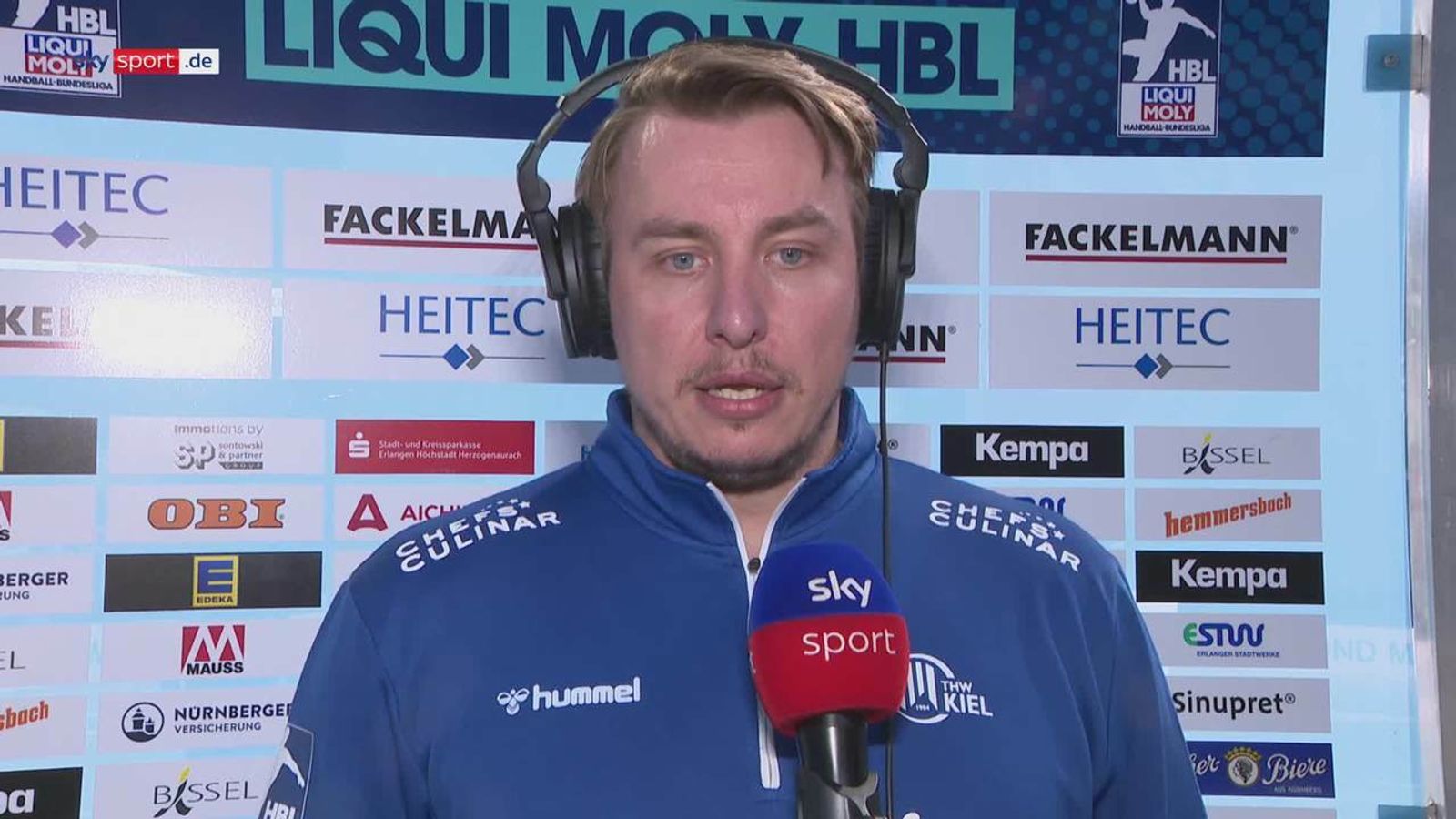 Handball Video Filip Jicha am Sky Mikrofon nach dem ErlangenSieg