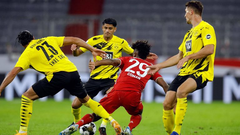 Im Jahr 2020 setzt sich der FC Bayern mit Kingsley Coman im deutschen Supercup gegen den BVB durch.