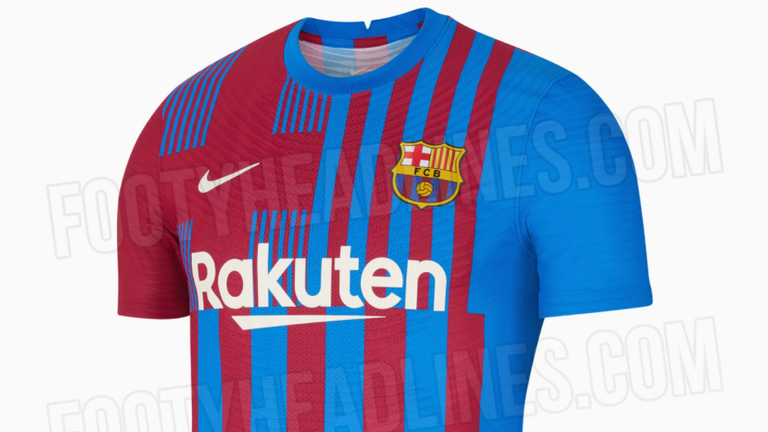 So soll das neue Trikot des FC Barcelona für die Saison 2021/22 aussehen (Bildquelle: footyheadlines.com).