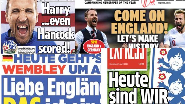 Die deutschen und englischen Medien sind auch schon ganz gespannt auf das Spiel zwischen England und Deutschland.