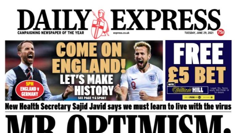 Historisches soll England laut Daily Express heute Abend gegen Deutschland schaffen: "Kommt schon, England! Lasst uns Geschichte schreiben".