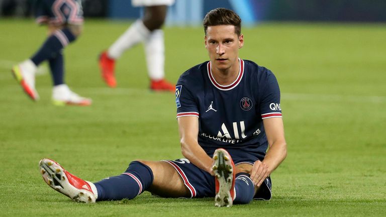 Julian Draxler of PSG during the French championship Ligue 1 football match between Paris Saint-Germain and RC Strasbourg on August 14, 2021 at Parc des Princes stadium in Paris, France - Photo Jean Catuffe / DPPI