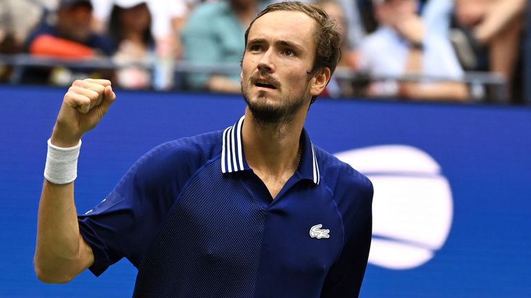 Daniil Medvedev during a Men's Singles championship match at the 2021 US Open, Sunday, Sep. 12, 2021 in Flushing, NY. (Andrew Ong/USTA)