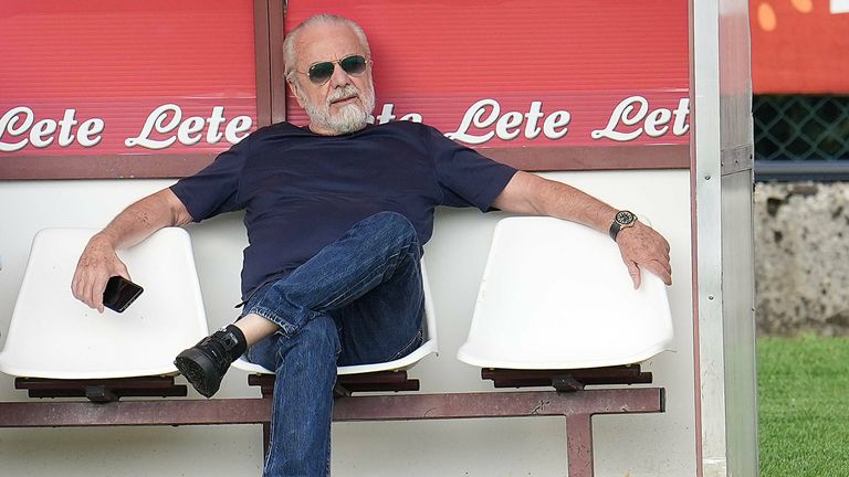 Aurelio De Laurentiis, Eigentümer des SSC Neapel, spricht von der  Notwendigkeit einer Super League.