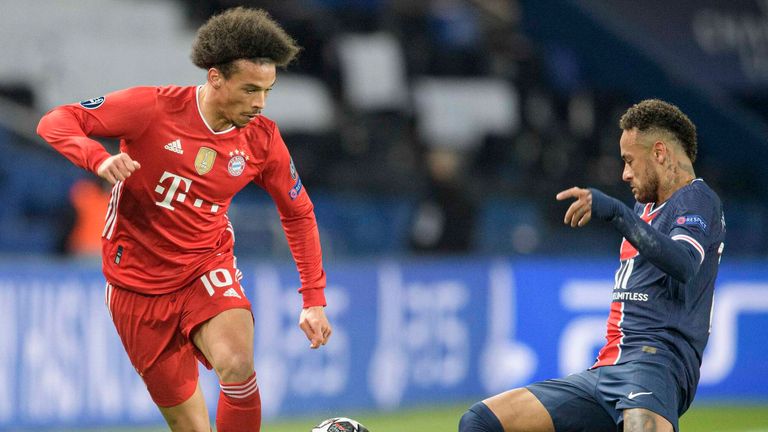 Leroy Sane schied in der vergangenen Saison mit dem FC Bayern gegen PSG mit Neymar aus.