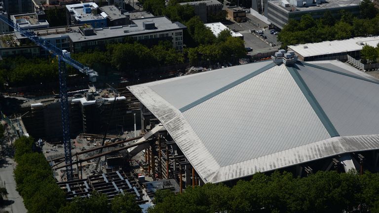 SEATTLE KRAKEN: Climate Pledge Arena, Seattle. Seit 2018 im Umbau. Wird 17.100 Plätze umfassen, Baujahr Oktober 2021.