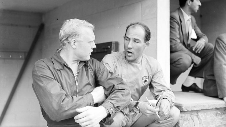 1958: Mike Hawthorn (l., B.R.M.) 1 Punkt vor Stirling Moss (Cooper-Climax)