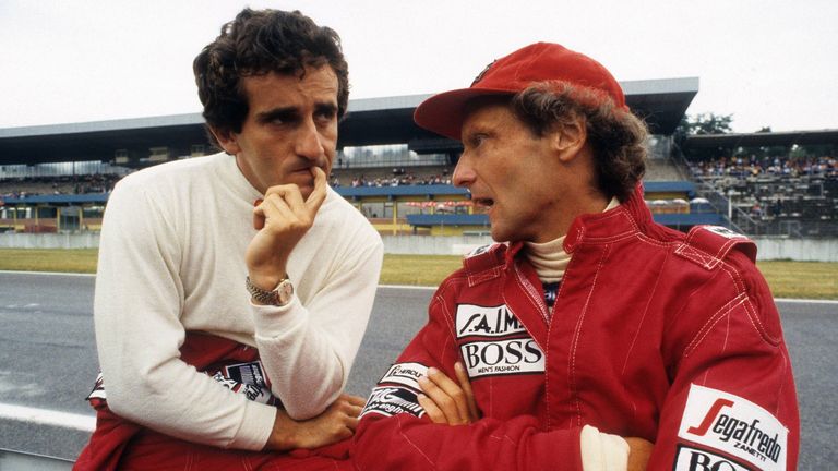 1984: Niki Lauda (r., McLaren) 0,5 Punkte vor Alain Prost (McLaren)