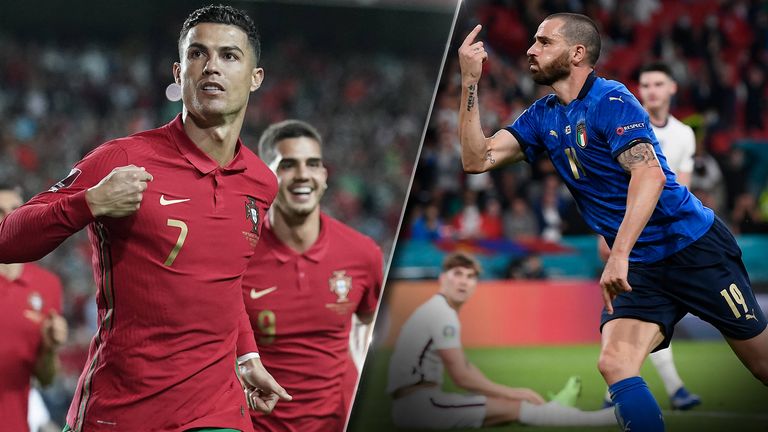 Kämpfen um die letzten WM-Tickets: Cristiano Ronaldo (l.) mit Portugal und Leonardo Bonucci mit Italien (r.).