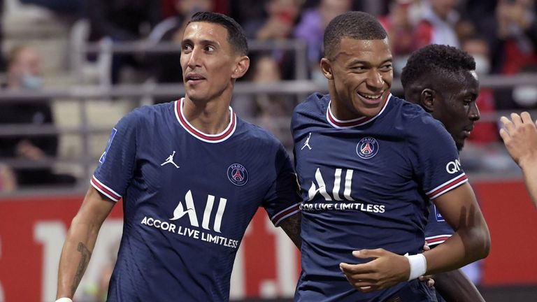 Angel Di Maria (l.) und Kylian Mbappe spielen seit 2018 gemeinsam für Paris St. Germain.