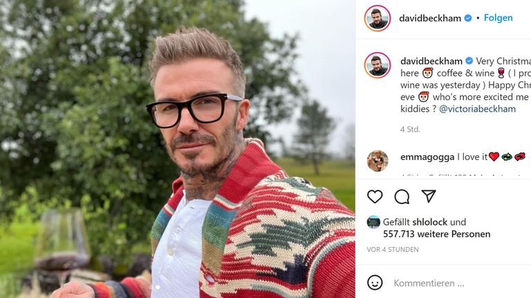... als auch mit Wein - interessante Kombination (Quelle: Instagram/davidbeckham)