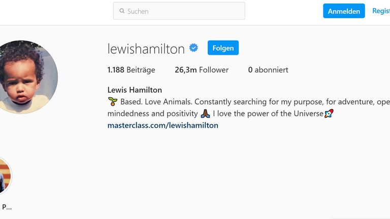 Lewis Hamilton hat auf Instagram seine Abo-Liste geleert (Quelle: Instagram/lewishamilton).