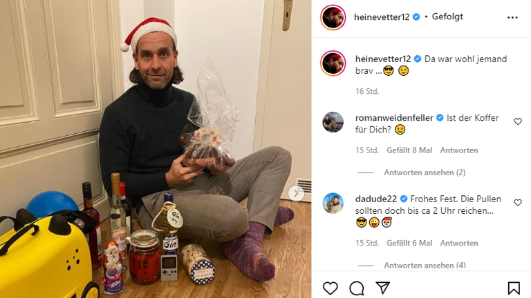 Silvio Heinevetter war 2021 offenbar ganz brav und hat vom Weihnachtsmann sehr viele Geschenke bekommen (Quelle: Instagram/heinevetter12).