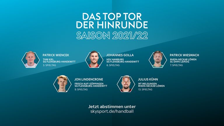 Top-Tor der Hinrunde:  Zur Wahl stehen: Patrick Wiencek,  Johannes Golla, Patrick Wiesmach, Jon Lindencrone, Julius Kühn
