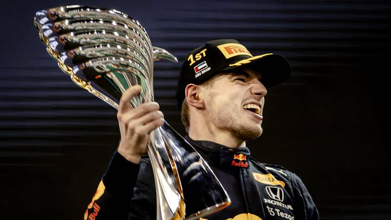 Max Verstappen celebrates the title of world champion.