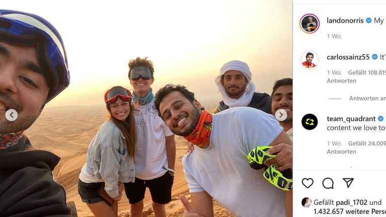 Deutlich wärmer war es bei Lando Norris. Der McLaren-Pilot war mit Freundin und Freunden in Dubai unterwegs. (Quelle: Instagram/landonorris)