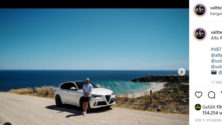 Valtteri Bottas ist mit seinem neuen Straßen-Boliden von Alfa Romeo ist Australien unterwegs. Bei dem Wetter könnte man glatt neidisch werden. (Quelle: Instagram/valtteribottas)