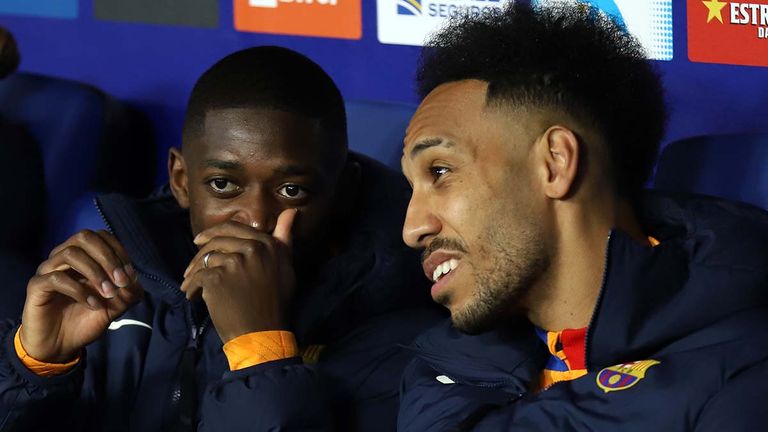 Ousmane Dembele (l.) und Pierre-Emerick Aubameyang spielten bereits beim BVB zusammen. 