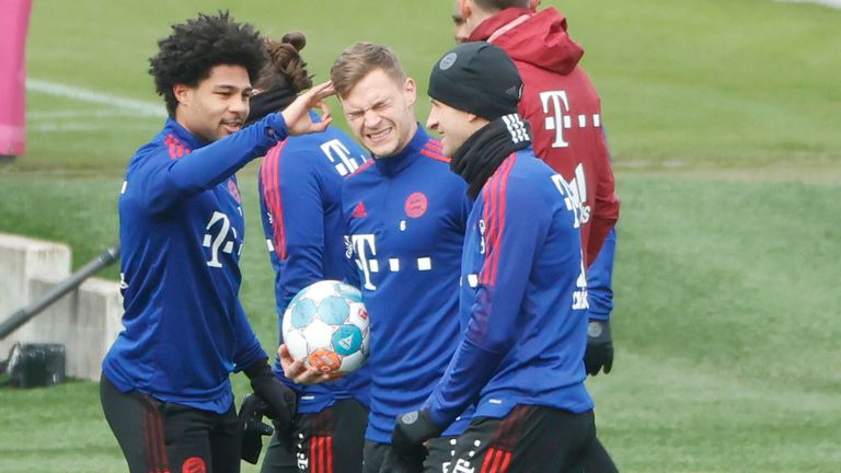 Die Stimmung im Training des FC Bayern ist gut.
