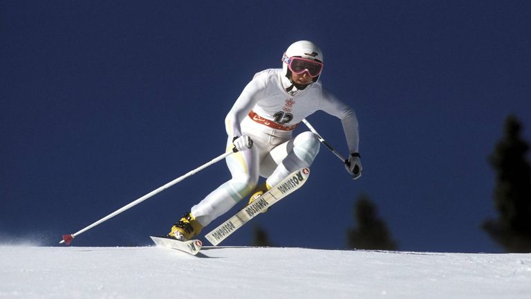 1988 Calgary: Gold für Marina Kiehl (Ski alpin/Abfahrt). Die Münchnerin war eher Super-G-Spezialistin. Von ihren sechs Weltcupsiegen vor Olympia hatte sie keinen in der Abfahrt geholt.