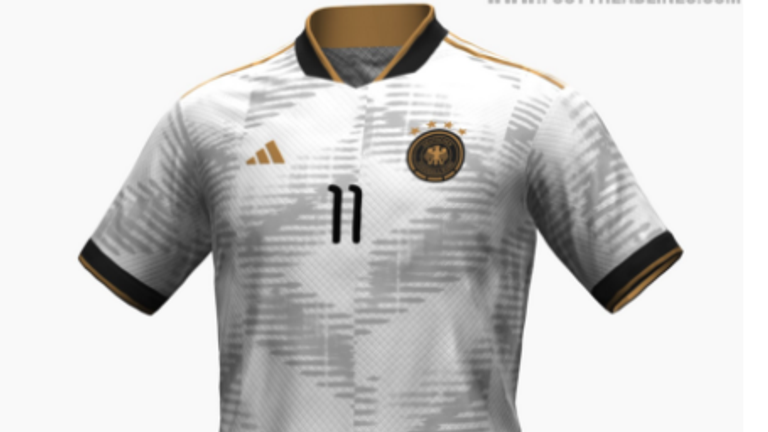 Das DFB-Team in Katar mit einem grafischen Design auflaufen, was an eines aus den 1990er-Jahren erinnert. Auf dem Jersey wird es dunkle Schattierungen geben. Die Grundfarbe des Trikots ist klassisch in Weiß gehalten, dazu sind das Verbandslogo sowie der Kragen in Gold und Schwarz gehalten.