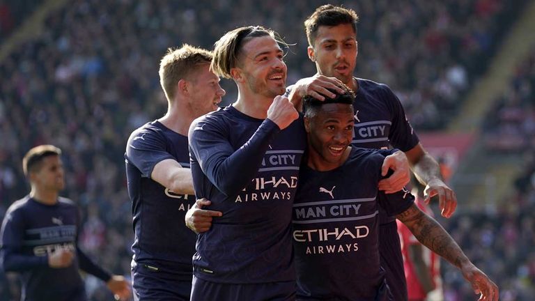 Manchester City feiert den Sieg im FA-Cup-Viertelfinale gegen den FC Southampton.