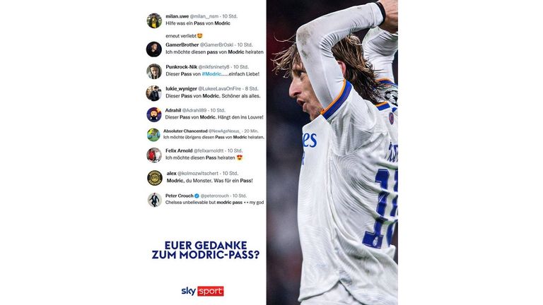 Der Assist von Luka Modric wird bei Twitter gefeiert.