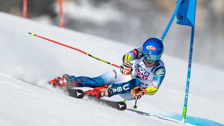 Mikaela Shiffrin bei der Alpinen Ski-Weltmeisterschaft 2021 in Cortina d&#39;Ampezzo.