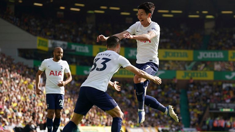 Heung Min Son und die Tottenham Hotspurs feiern die Champions-League-Qualifikation.