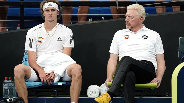 Boris Becker und Alexander Zverev bei einem ATP-Turnier 2020.