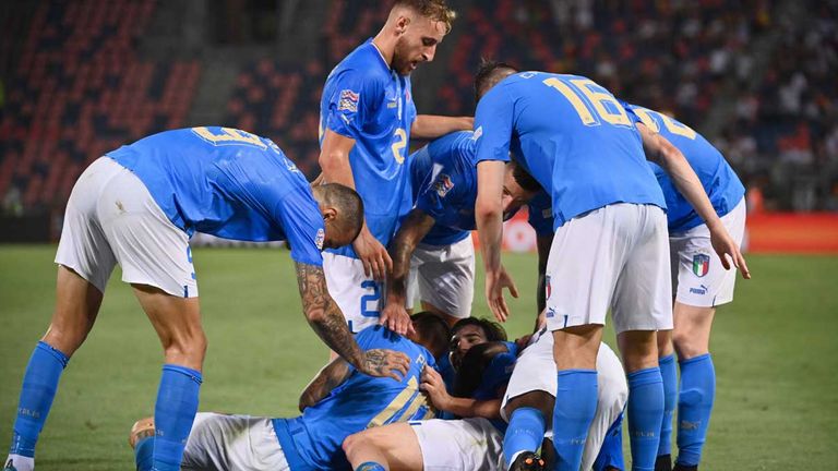 Italien feiert das Unentschieden in der Nations League gegen Deutschland.