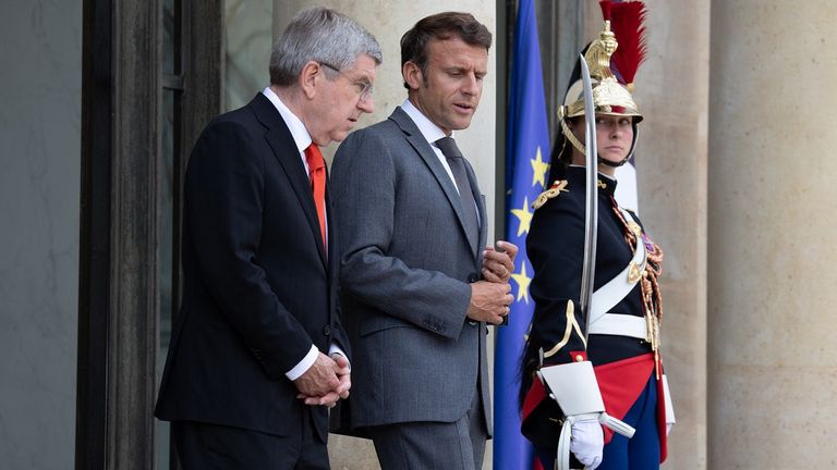 Zwei Jahre vor Paris 2024 trafen sich IOC-Präsident Bach und Frankreichs Ministerpräsident Macron zur Lagebesprechung.