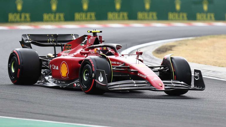 Carlos Sainz (Ferrari) in Ungarn in Aktion.