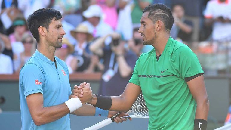 Kyrgios (r.) hat großen Respekt vor Djokovic (l.), Nadal und Federer.
