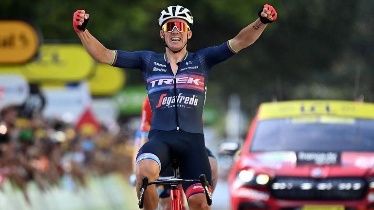 In Saint-Etienne feiert der Däne Mads Pedersen seinen ersten Etappensieg bei der Tour de France. 