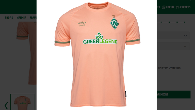 Das Auswärtstrikot von Werder Bremen für die Saison 2022/23 (Quelle: Werder Bremen Fanshop)