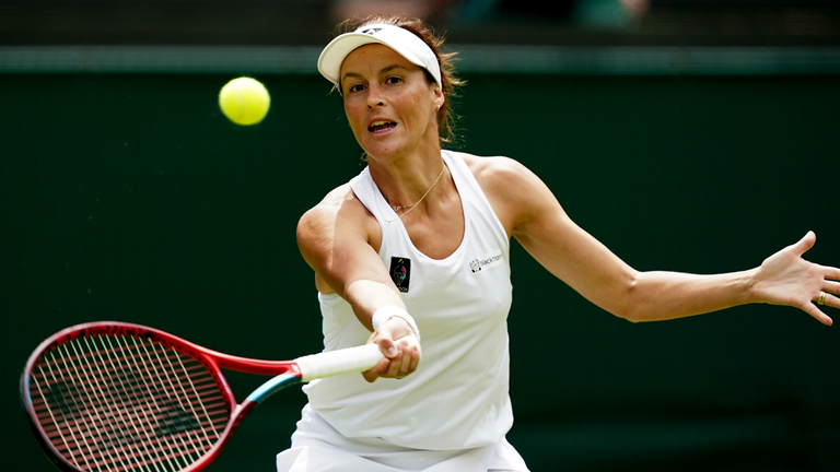 Tatjana Maria in der 4. Runde von Wimbledon gegen Jelena Ostapenko.