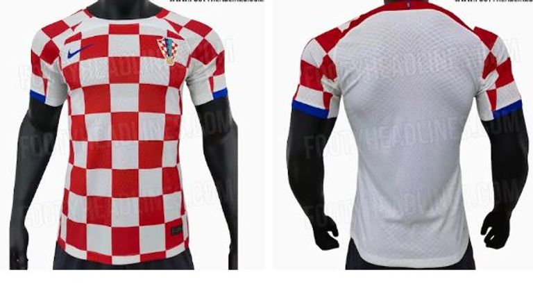 KROATIEN: Das Trikot der Kroaten sieht seinen Vorgängern wieder einmal recht ähnlich. Hauptbestandteil ist das rot-weiße Karomuster. Der Rücken soll komplett weiß sein (Quelle: footyheadlines.com).