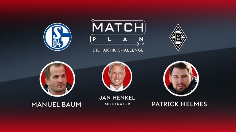 Ex-Schalke-Trainer Manuel Baum und Patrick Helmes im Matchplan-Studio. Schalke gegen Gladbach. Der ehemalige Nationalspieler Helmes mit seine ich-Du-Er/Sie/Es-Prinzip. Unsere Gast-Trainer haben zwei überragende Matchpläne erstellt.